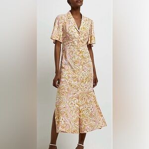 RIVER ISLAND | floral button up midi dress | size 12